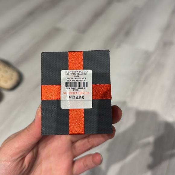 Diamond Sterling Silver Women’s Hoop Earrings - Picture 5 of 5